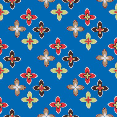 Çiçekler, vektör çizim ile çok renkli geometrik seamless modeli 