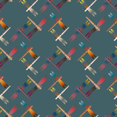 Dekoratif renkli seamless modeli ile şirin yusufçuk