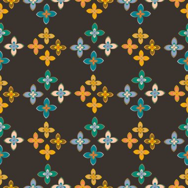 Çiçekler, vektör çizim ile çok renkli geometrik seamless modeli 