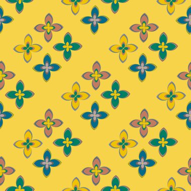 Çiçekler, vektör çizim ile çok renkli geometrik seamless modeli 