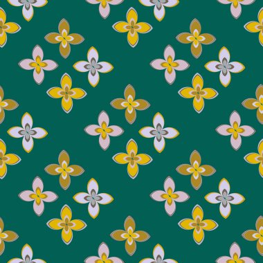 Çiçekler, vektör çizim ile çok renkli geometrik seamless modeli 