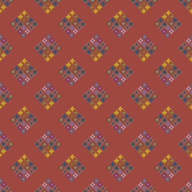 Çiçekler, vektör çizim ile çok renkli geometrik seamless modeli 