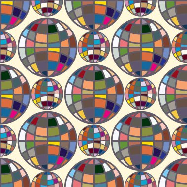 Soyut geometrik renkli küreler Dikişsiz desen arka planı için. 