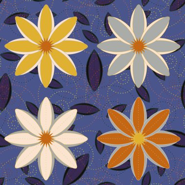 Çiçekler, vektör çizim ile çok renkli geometrik seamless modeli 