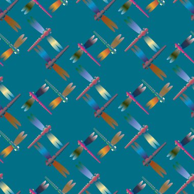 Dekoratif renkli seamless modeli ile şirin yusufçuk