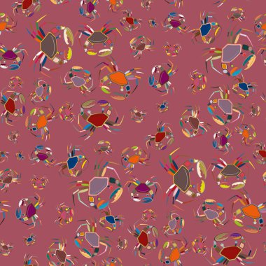 Yengeçler, vektör çizim ile yaz arka plan 