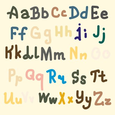 Elle çizilmiş alfabe. Boyalı harfleri fırça. El yazı ve özel tipografi tasarımları logo ve afiş, davetiye ve kartları için