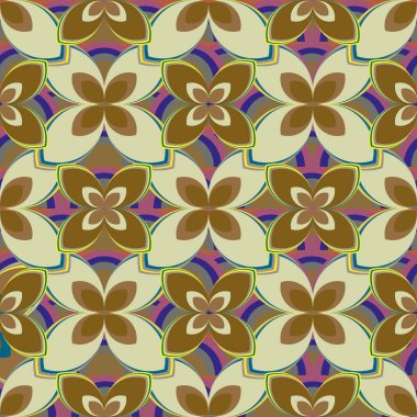 Çiçekler ve gökkuşakları, vektör çizim ile çok renkli geometrik seamless modeli 