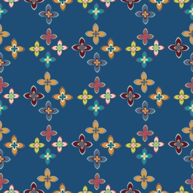 Çiçekler, vektör çizim ile çok renkli geometrik seamless modeli 