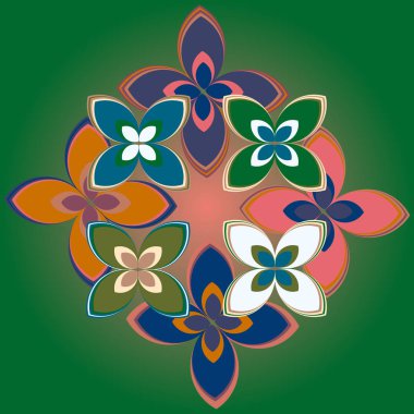 Çiçekler, vektör çizim ile çok renkli geometrik seamless modeli 