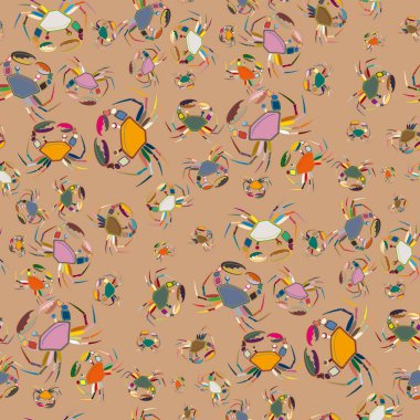 Yengeçler, vektör çizim ile yaz arka plan 