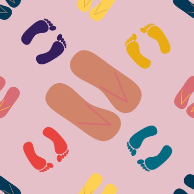 Renk seamless modeli terlik ve ayak izleri ile.