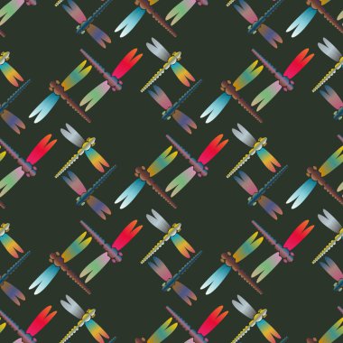 Dekoratif renkli seamless modeli ile şirin yusufçuk