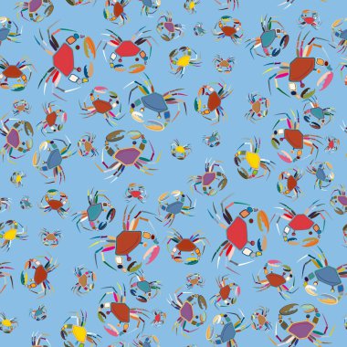 Yengeçler, vektör çizim ile yaz arka plan 