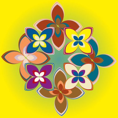 Çiçekler, vektör çizim ile çok renkli geometrik seamless modeli 