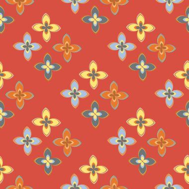 Çiçekler, vektör çizim ile çok renkli geometrik seamless modeli 