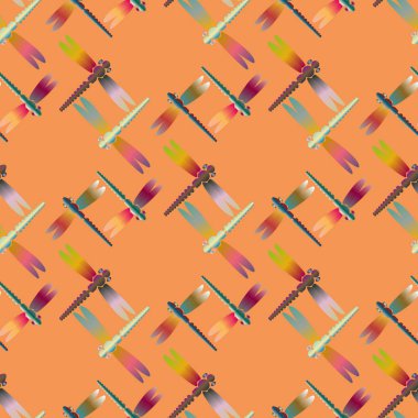 Dekoratif renkli seamless modeli ile şirin yusufçuk