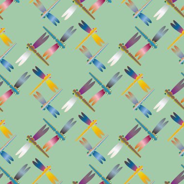 Dekoratif renkli seamless modeli ile şirin yusufçuk