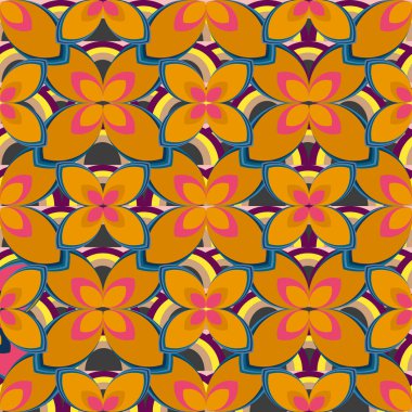 Çiçekler ve gökkuşakları, vektör çizim ile çok renkli geometrik seamless modeli 