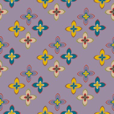 Çiçekler, vektör çizim ile çok renkli geometrik seamless modeli 