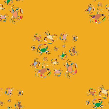 Yengeçler, vektör çizim ile yaz arka plan 