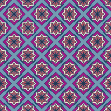 Soyut geometrik desenli çiçek öğeleri renkli kesintisiz arka planı için. 