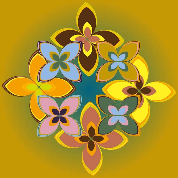 Geometrische Multicolor Naadloze Patroon Met Bloemen Vectorillustratie — Stockvector