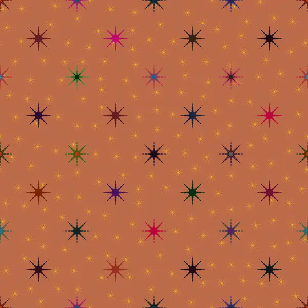 背景の星と幾何学的抽象のカラフルなパターン — ストックベクタ