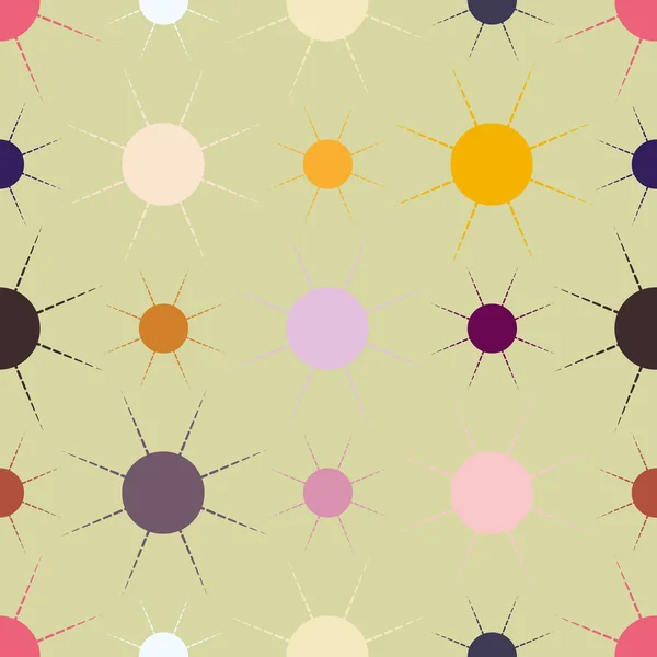 Patrón Sin Costuras Con Soles Geométricos Simples Multicolores — Archivo Imágenes Vectoriales