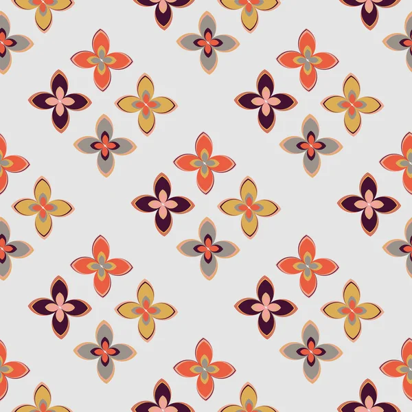Geometriska Multicolor Sömlösa Mönster Med Blommor Vektorillustration — Stock vektor