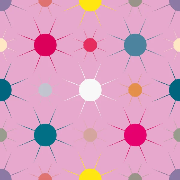 Patrón Sin Costuras Con Soles Geométricos Simples Multicolores — Archivo Imágenes Vectoriales
