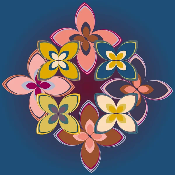 Geometric Multicolor Seamless Pattern Flowers Vector Illustration — Stock Vector