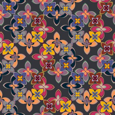 Çiçekler, vektör çizim ile çok renkli geometrik seamless modeli 