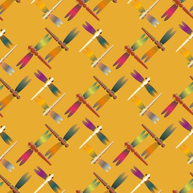 Dekoratif renkli seamless modeli ile şirin yusufçuk