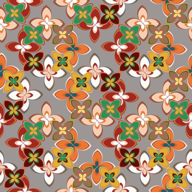 Çiçekler, vektör çizim ile çok renkli geometrik seamless modeli 