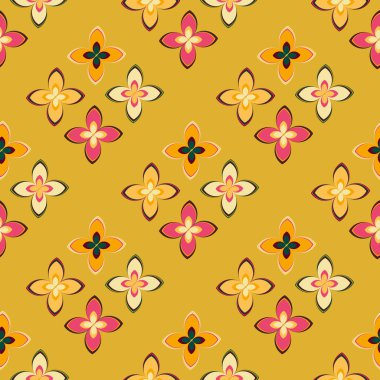 Çiçekler, vektör çizim ile çok renkli geometrik seamless modeli 