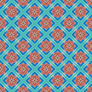 Soyut geometrik desenli çiçek öğeleri renkli kesintisiz arka planı için. 