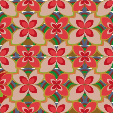 Çiçekler ve gökkuşakları, vektör çizim ile çok renkli geometrik seamless modeli 