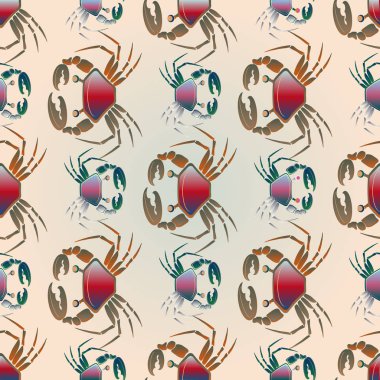 Yengeçler, vektör çizim ile yaz arka plan 