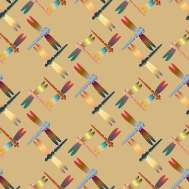 Dekoratif renkli seamless modeli ile şirin yusufçuk