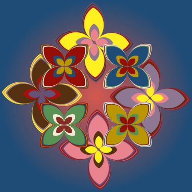 Çiçekler, vektör çizim ile çok renkli geometrik seamless modeli 