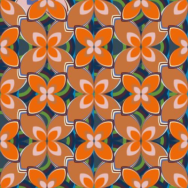 Çiçekler, vektör çizim ile çok renkli geometrik seamless modeli 