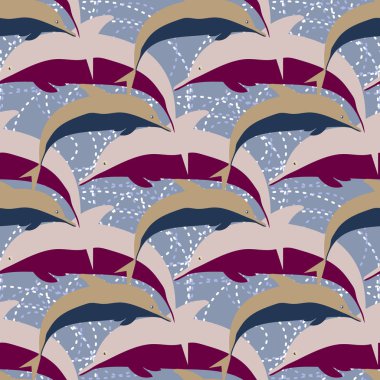 Yunuslar su altında çizim arka planı için bir sürü ile sorunsuz doku