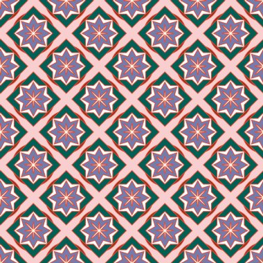 Soyut geometrik desenli çiçek öğeleri renkli kesintisiz arka planı için. 