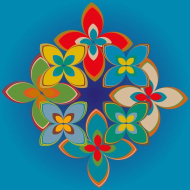 Çiçekler, vektör çizim ile çok renkli geometrik seamless modeli 