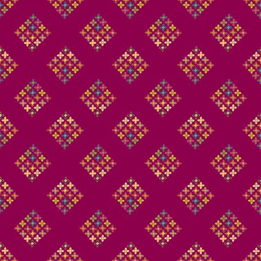 Çiçekler, vektör çizim ile çok renkli geometrik seamless modeli 