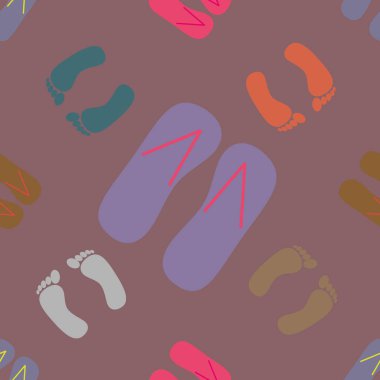 Renk seamless modeli terlik ve ayak izleri ile.