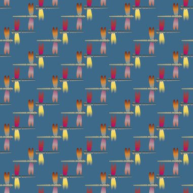 Dekoratif renkli seamless modeli ile şirin yusufçuk