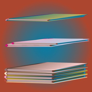 Renkli kitap yığını. Vektör çizim