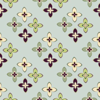 Çiçekler, vektör çizim ile çok renkli geometrik seamless modeli 